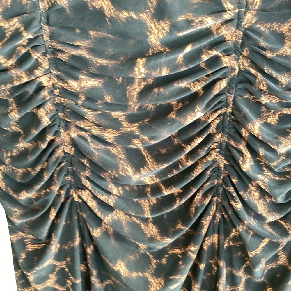 Ralph Lauren Animal Print Dress W Ruching - Picture 2 of 4